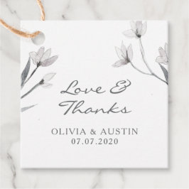 白い灰色のフローラ愛と感謝してい。スタイリッシュシンプル フェイバータグ