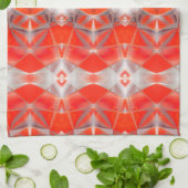 白い灰色の上に浮いている赤い曲線形状のレポート キッチンタオル (折り畳み)