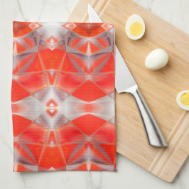 白い灰色の上に浮いている赤い曲線形状のレポート キッチンタオル