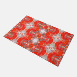 白い灰色の上に浮いている赤い曲線形状のレポート ドアマット