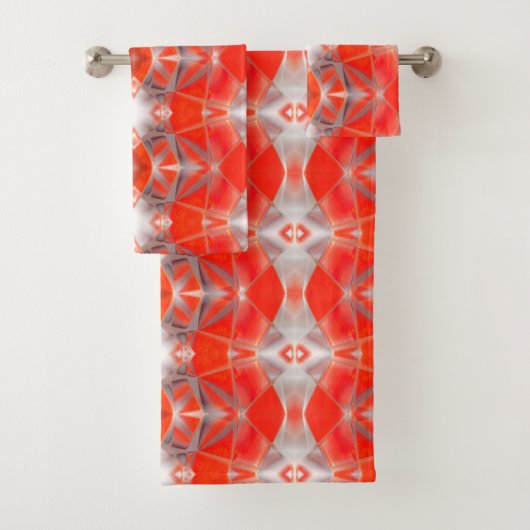 白い灰色の上に浮いている赤い曲線形状のレポート バスタオルセット (インサイチュ)