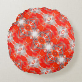 白い灰色の上に浮いている赤い曲線形状のレポート ラウンドクッション