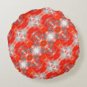 白い灰色の上に浮いている赤い曲線形状のレポート ラウンドクッション (裏面)