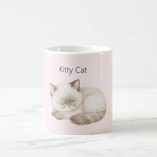 白い灰色の子猫 コーヒーマグカップ (中央)
