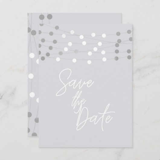 白い灰色の文字列のラモダンイトシック日付を保存 案内ポストカード (正面/裏面)