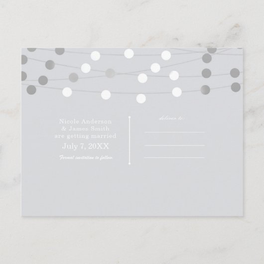 白い灰色の文字列のラモダンイトシック日付を保存 案内ポストカード (裏面)