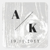 白い灰色の素朴木目の質感の冬の結婚式 スクエアシール (正面)