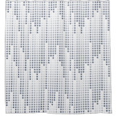 白い灰色の青い水玉模様行列 シャワーカーテン (正面)