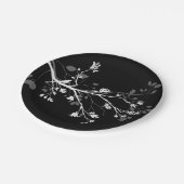 白い灰色の黒い鳥の枝 ペーパープレート (アングル)