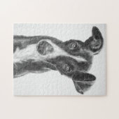 白い炎とのWhippetの黒 ジグソーパズル (横)
