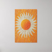 白い炎の光線を持つ輝く太陽の抽象アート キャンバスプリント (正面)