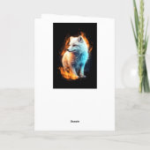 白い炎の北極キツネキットハッピーバースデー名 カード (裏面)