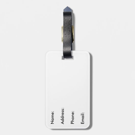 白い点のバッグのラベルとの水玉模様の黒 ラゲッジタグ (裏面縦)