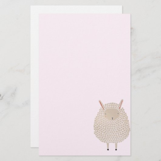 白い点の円形の睡眠のヒツジ 便箋 (正面/裏面)