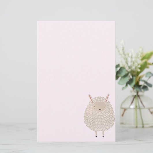 白い点の円形の睡眠のヒツジ 便箋 (スタンド正面)