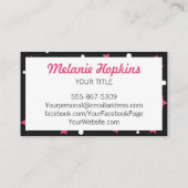 白い点スクロール名刺が付いているピンクの星 名刺 (裏面)