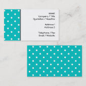 白い点、ティール（緑がかった色）の水玉模様パターン 名刺 (正面/裏面)