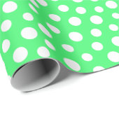 白い点（淡い緑）の折り返し紙 ラッピングペーパー (ロールコーナー)