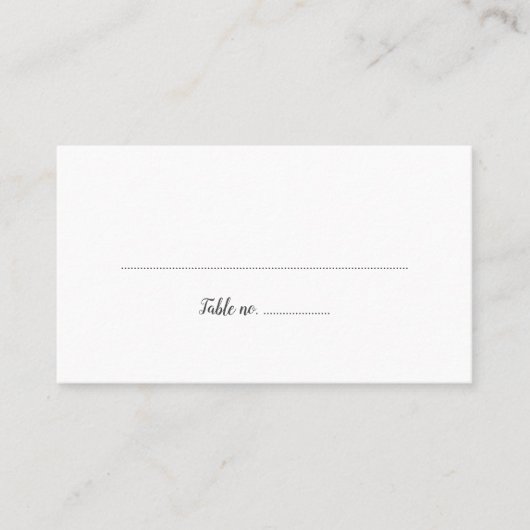 白い無地と黒いテーブル番号エスコートカード プレイスカード (正面)