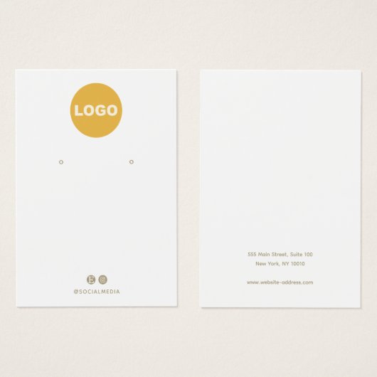 白い無地にロゴのイヤリング表示カードを追加 (正面&裏面)