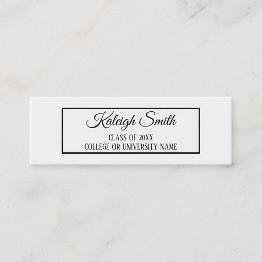 白い無地の卒業式の挿入名刺 コーリングカード (正面)