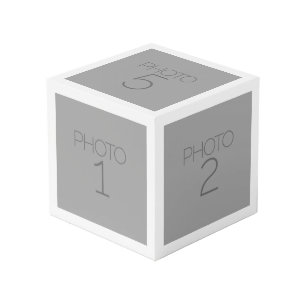 白い無地の枠付き5枚フォトコラージュ フォトキューブ