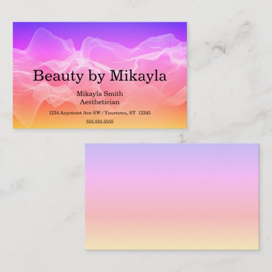 白い煙で紫からオレンジのグラデーション美しい 名刺 (正面/裏面)