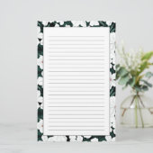 白い熱帯の花の模様 便箋 (スタンド正面)