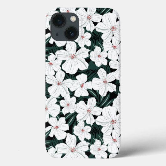 白い熱帯の花の模様 Case-Mate iPhoneケース (裏面)
