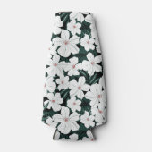 白い熱帯花のパターン ボトルクーラー (正面)