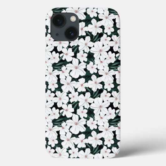 白い熱帯花のパターン Case-Mate iPhoneケース (裏面)