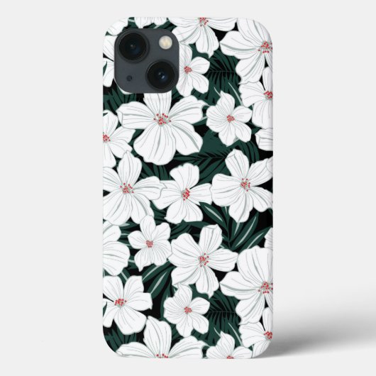 白い熱帯花のパターン Case-Mate iPhoneケース (裏面)