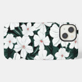 白い熱帯花のパターン iPhoneケース (裏面横)