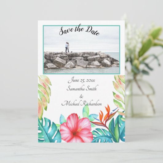 白い熱帯花の写真 セーブザデート (スタンド正面)