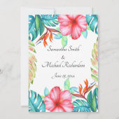 白い熱帯花の写真 セーブザデート (裏面)