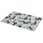 白い熱帯花模様 カッティングボード (角)