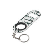 白い熱帯花模様 キーホルダー栓抜き (裏面アングル)