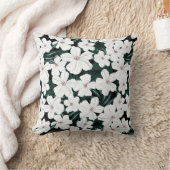 白い熱帯花模様 クッション (ブランケット)