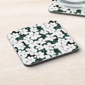 白い熱帯花模様 コースター (左側)