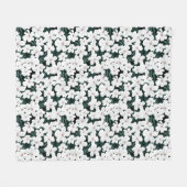 白い熱帯花模様 フリースブランケット (正面(横))