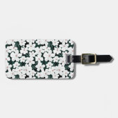 白い熱帯花模様 ラゲッジタグ (正面横)