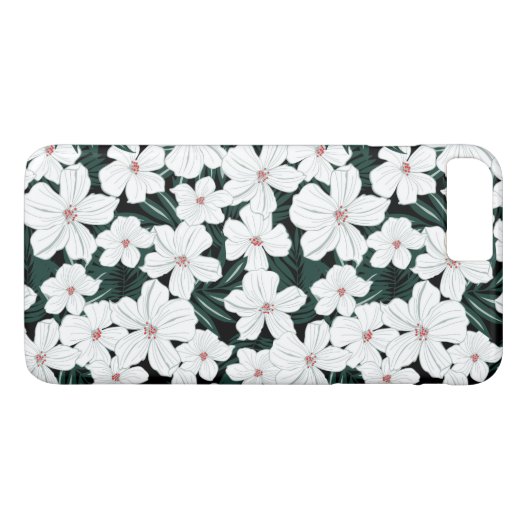 白い熱帯花模様 Case-Mate iPhoneケース (裏面(横))