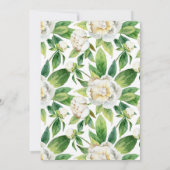 白い牡丹とリーフの水色 |ありがとうございます サンキューカード (裏面)