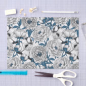 白い牡丹と青い小鳥 薄葉紙 (クラフト)