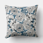 白い牡丹と青い牡丹 クッション (裏面)