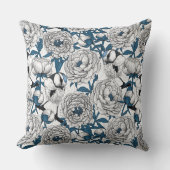 白い牡丹と青い牡丹 クッション (正面)