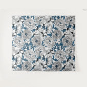 白い牡丹と青い牡丹 タペストリー (正面(横))