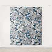 白い牡丹と青い牡丹 タペストリー (正面)