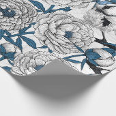 白い牡丹と青い牡丹 ラッピングペーパー (角)