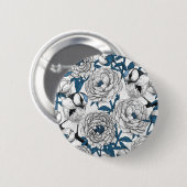 白い牡丹と青い牡丹 缶バッジ (正面&裏面)